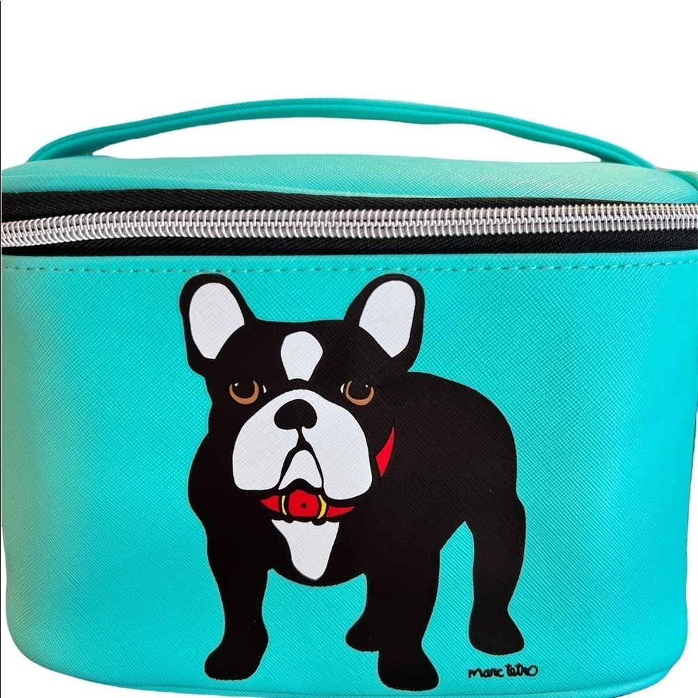 MARC TETRO TEAL BULLDOG MAKEUP BAG